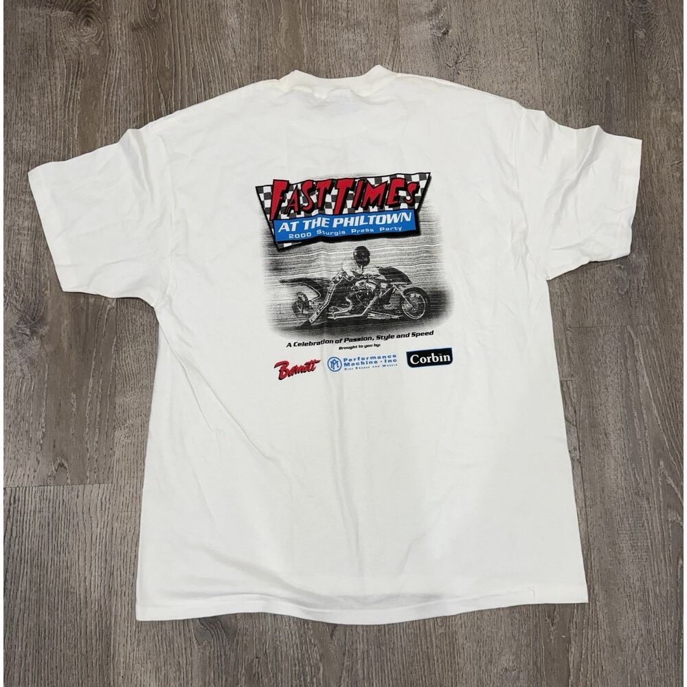 Fast Times Racing Philtown Shirt Mens XL White Graphic T Y2K